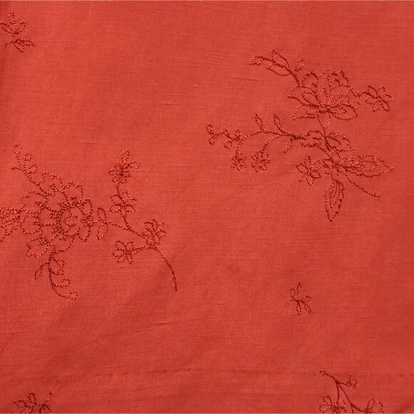 Grace Dresses Womens 10 Orange Silk Linen Floral Embroidered Sleeveless Sheath - Picture 9 of 12